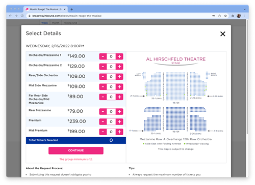 Screen Shot of Seat Sections
