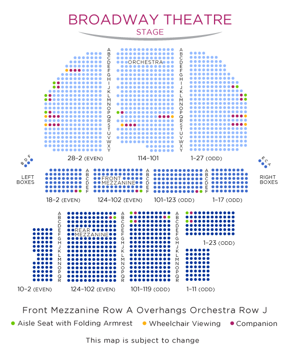 Broadway Theatre Seating Chart
