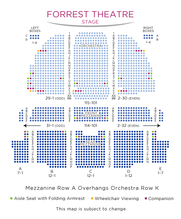 Forrest Theatre Seating Chart