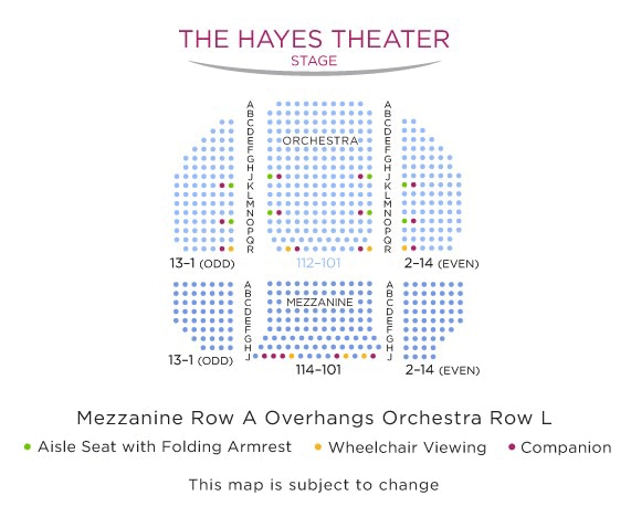 Hayes Theatre Broadway Seating Chart