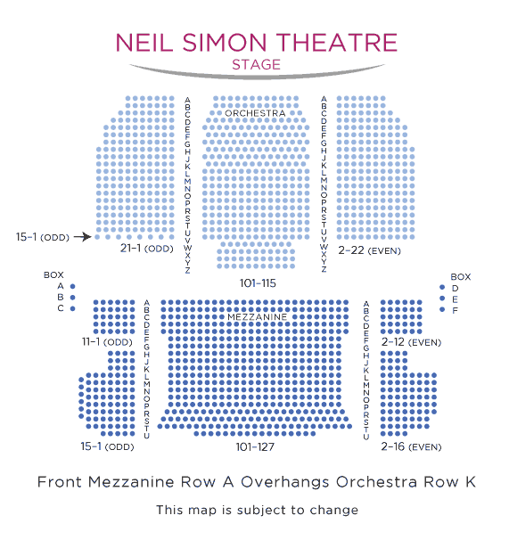 Neil Simon Theatre Broadway Seating Chart