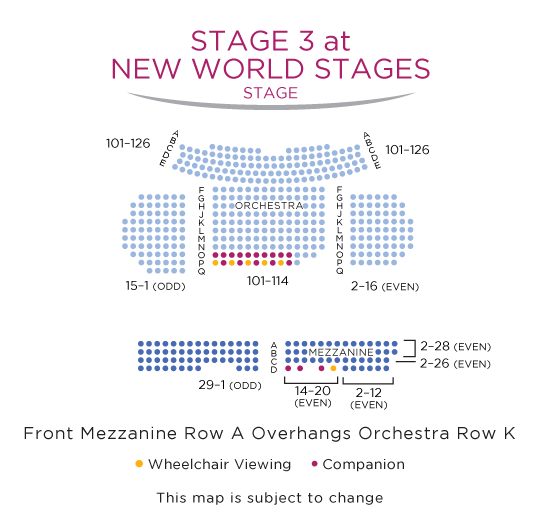 New World Stages Stage 3 Off Broadway Theatre Seating Chart