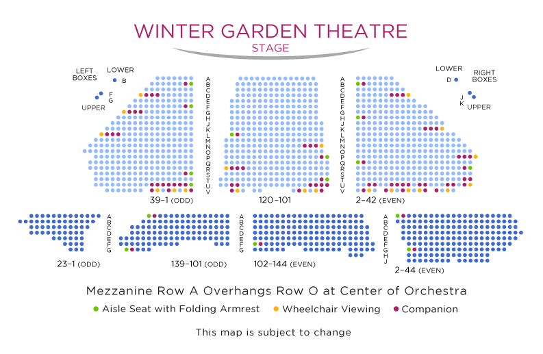 Winter Garden Theatre Broadway Seating Chart B
