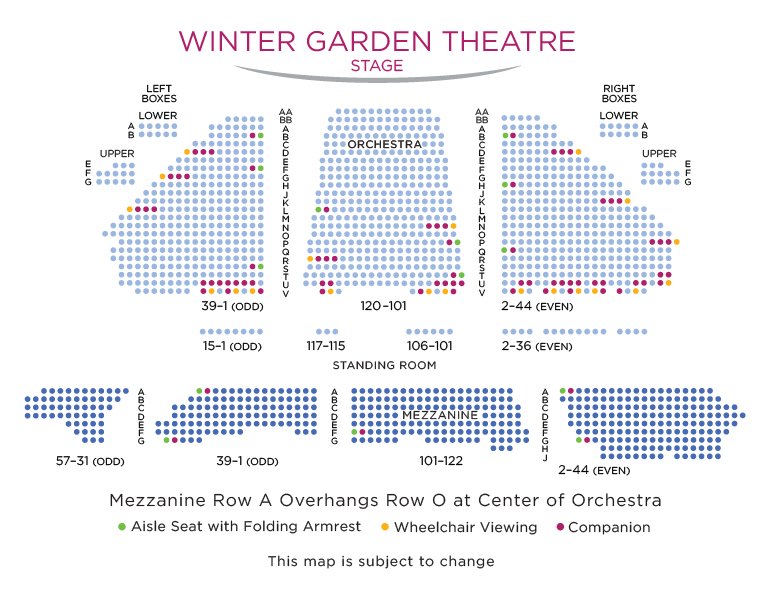 Winter Garden Seating Chart for Good Night and Good Luck